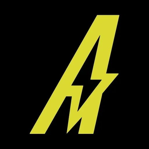 A yellow lightning bolt with the letter a in it.